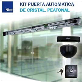 Kit automatismo NICE para puerta de cristal peatonal de dos hojas